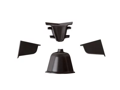 Комплект соединителей овального пристеночного бортика (VER%/35), (4ч.:2 загл., 90°внут.+90°внеш.) пластик, черный 98104