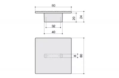 Ручка-кнопка 32мм, отделка серебро