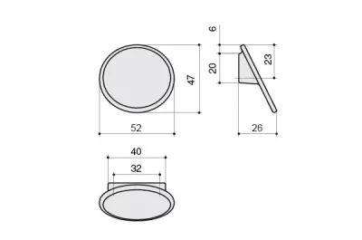 Ручка-кнопка 32мм, отделка желтый матовый + вставка