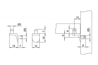 Полкодержатель Г-образный с зазубринами, отделка никель (за 100 штук)
