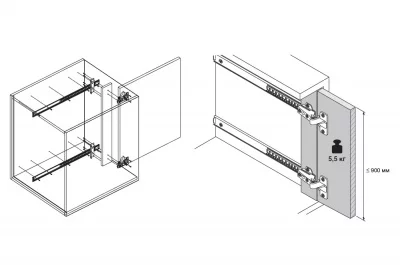 Шариковая направляющая h.35, L=460мм для поворотно-сдвижных фасадов, отделка цинк