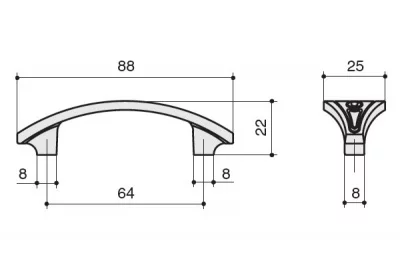 Ручка-скоба 64мм, отделка золото матовое