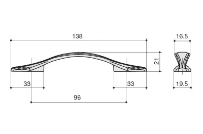 Ручка-скоба 96мм, отделка слоновая кость + золото