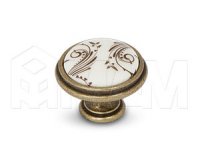 Ручка-кнопка D35мм бронза состаренная/керамика коричневые узоры: WPO.781.000.00D1