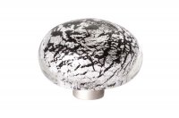 Ручка-кнопка из стекла, отделка фольга чёрная + серебро