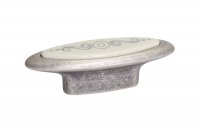 Ручка-кнопка 32мм, отделка серебро античное + вставка