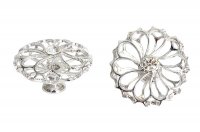 Ручка-кнопка, отделка никель + горный хрусталь