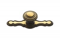 Ручка-кнопка с накладкой, отделка бронза античная