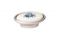 Ручка-кнопка, отделка серебро старое + керамика