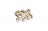 Ручка-кнопка, отделка молочная с золотой патиной