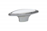 Ручка-кнопка, отделка хром глянец + керамика