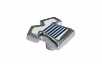 Ручка-кнопка, отделка алюминий полированный + смола