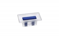 Ручка-кнопка 16мм, отделка транспарент матовый + синий