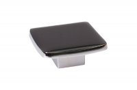 Ручка-кнопка 16мм, отделка хром глянец + дымчато-серая смола