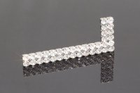 Накладка декоративная г-образная с кристаллами, правая, отделка никель + горный хрусталь