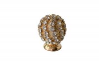 Ручка-кнопка, отделка золото глянец + горный хрусталь