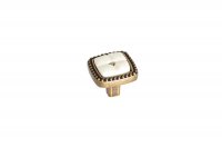 Ручка-кнопка, отделка бронза "орваль" + керамика