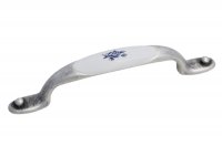 Ручка-скоба 96-128мм, отделка серебро старое + вставка