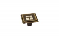 Ручка-кнопка, отделка бронза матовая + вставка