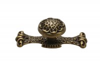 Ручка-кнопка с накладкой, отделка бронза античная