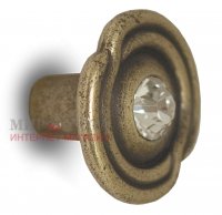 Ручка-кнопка D31мм бронза состаренная с кристаллами Сваровски: 2044K.23