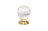 Ручка-кнопка, отделка золото глянец + стекло