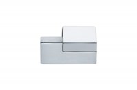 Ручка-кнопка левая, отделка хром глянец + сталь шлифованная