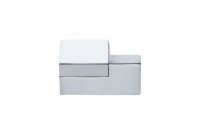 Ручка-кнопка правая, отделка хром глянец + сталь шлифованная