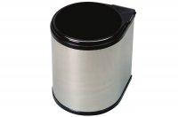 Ведро для мусора (13л), пластик чёрный + сталь нержавеющая