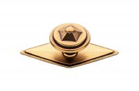 Ручка-кнопка с накладкой, отделка бронза античная красная