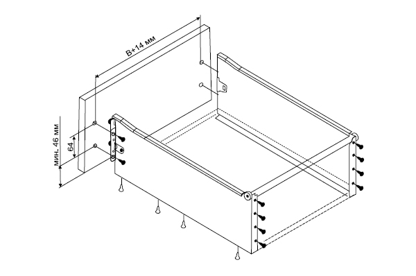 Схема сборки выдвижного ящика