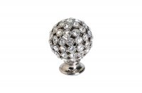 Ручка-кнопка, отделка никель + горный хрусталь