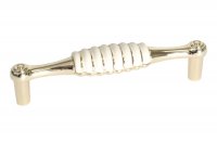 Ручка-скоба 128мм, отделка золото глянец + керамика