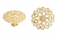 Ручка-кнопка, отделка золото + горный хрусталь