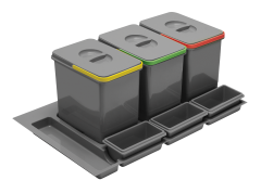 GTV: КОМПЛЕКТ ВЕДЕР MULTINO 900 , 3X15Л+3 ЕМКОСТИ, АНТРАЦИТ: PB-91164100B5-A