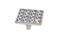 Ручка-скоба 32мм, отделка никель глянец + горный хрусталь