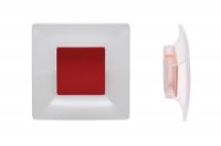 Ручка-кнопка 32мм, отделка транспарент матовый + бордовый