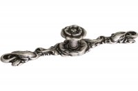 Ручка-кнопка с накладкой, отделка серебро античное