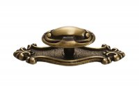 Ручка-кнопка с накладкой, отделка бронза античная