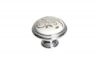 Ручка-кнопка, отделка хром глянец + керамика