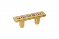 Ручка-скоба 32мм, отделка золото матовое + горный хрусталь