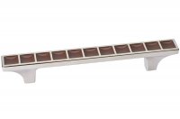 Ручка-скоба 96мм, отделка никель глянец + шоколад