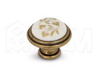Ручка-кнопка D30мм бронза Орваль/керамика золотые узоры: WPO.771.000.00A8