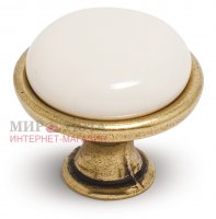 Ручка-кнопка D28мм бронза состаренная/керамика: GP190AB/MLK