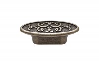 Ручка-кнопка, отделка серебро старое