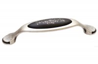 Ручка-скоба 128мм, отделка серебро старое + керамика