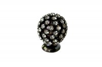 Ручка-кнопка, отделка никель воронёный глянец + горный хрусталь