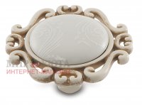 Ручка-кнопка cлоновая кость/золото винтаж, керамика белые узоры: WPO.41.01.G9.000.T5