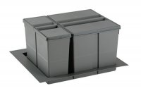 9XL Система хранения в базу 600, H.277мм (ведра: 1х11л, 1х26л с разделителем), отделка орион серый