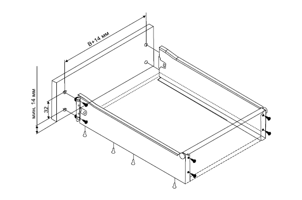 Схема сборки выдвижного ящика